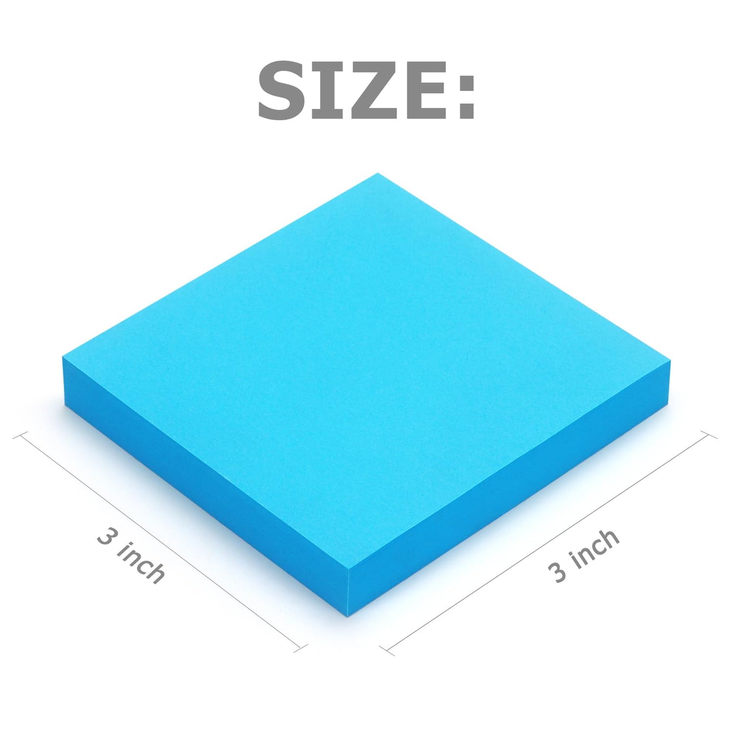 Sticky Notes 3x3 inch, Bright Colors Self-Stick Pads, 12 Pads/Pack, 100 Sheets/Pad, Total 1200 Sheets