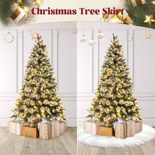 48 Inch White Faux Fur Christmas Tree Skirt Plush Christmas Tree Skirt Christmas Decorations Xmas Tree Decoration.