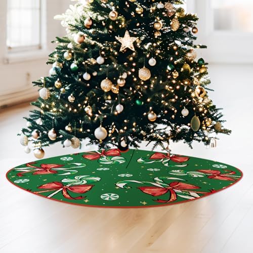 Christmas Tree Skirt Green Tree Skirts Candy Cane Decorations Xmas Tree Skirt Tree Mat 36 Inch Winter Christmas Decor for Home