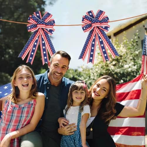 2PCS Large 4th of July Wreath Bows for Independence Day Front Door Decor