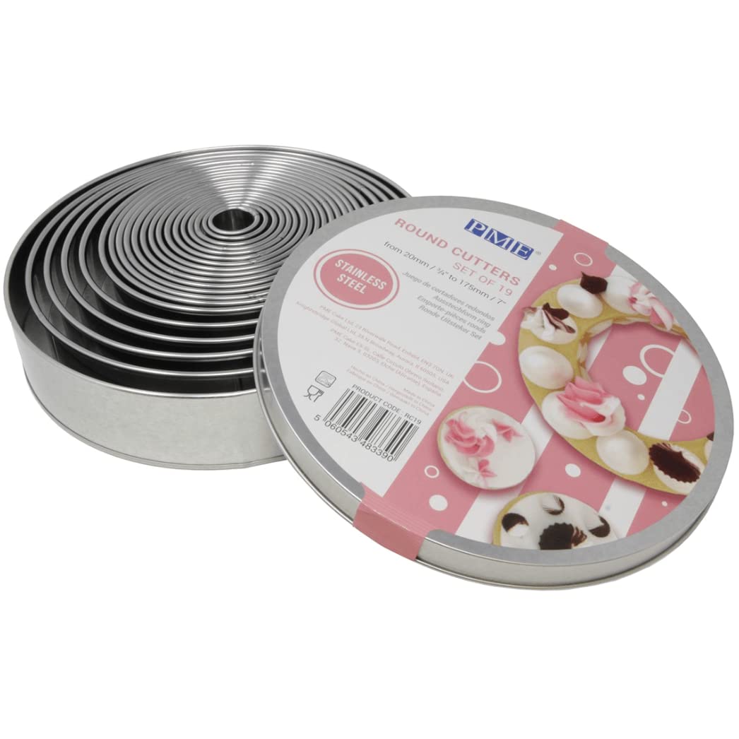 PME Round Stainless Steel Cutters - Set of 19