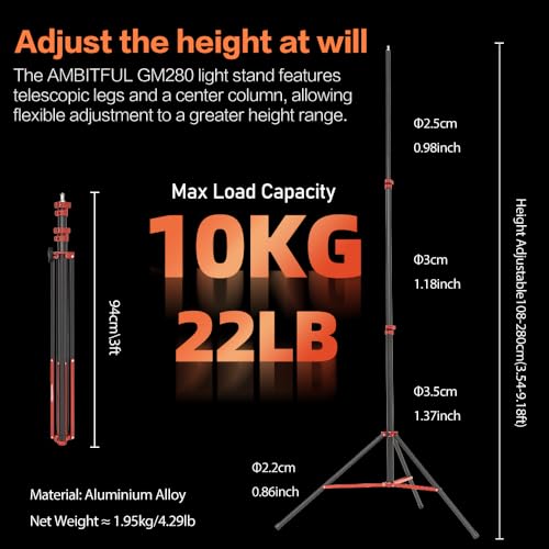 GODOX Light Kit, LE200Bi Continuous Output Lighting, Godox Lighting Kit with Quick Release Softbox, 280cm/ 9.18 FT Stand, 2800K-6500K, CRI 98+, Bluetooth/DMX Control for Studio, Filmmaking - size: White-2pcs Kit
