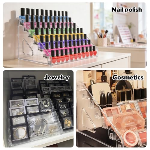 2 Pack 7 Tier Perfume Organizer Stand, Versatile Acrylic Perfume Organizer Holder Display Stand Storage Tray for Figures Makeup Nail Polish Graded Cards Organization