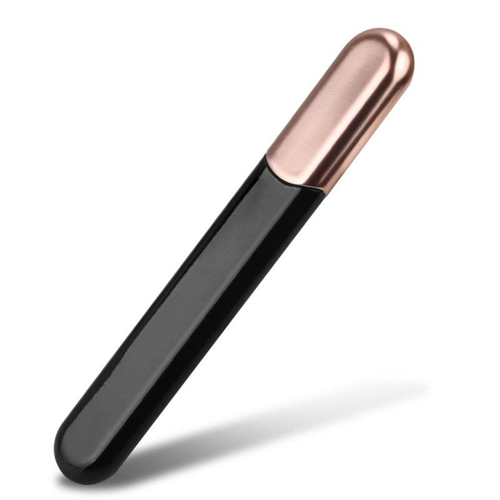 MiDenso Premium Glass Nail File with Case, Crystal Diamond Salon Best Beauty Nail Buffer for Natural and Acrylic Nails, Black Gold