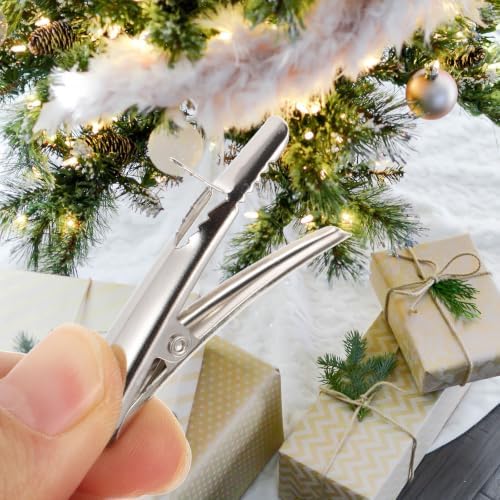 Vaguelly 50pcs Silver Stainless Steel Christmas Ornament Clips with Compact and Stable Design for DIY Wreath and Christmas Tree Decor, Lightweight Alligator Clamps for Hanging Ornaments