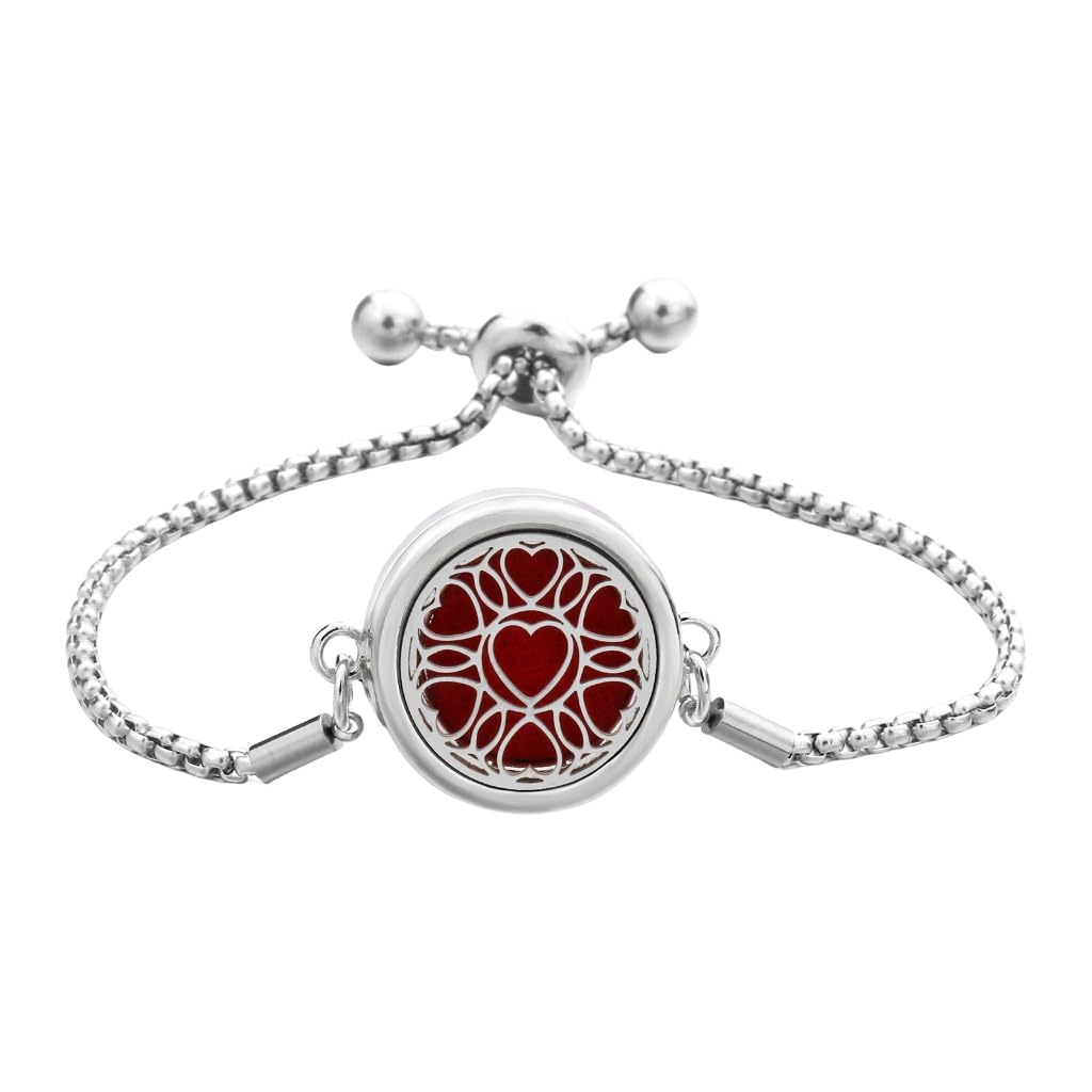Pyasuye Stainless Steel Adjustable Bracelet Essential Oil Diffuser Pendant Handchain Stylish Wristchain Fashion Jewelry