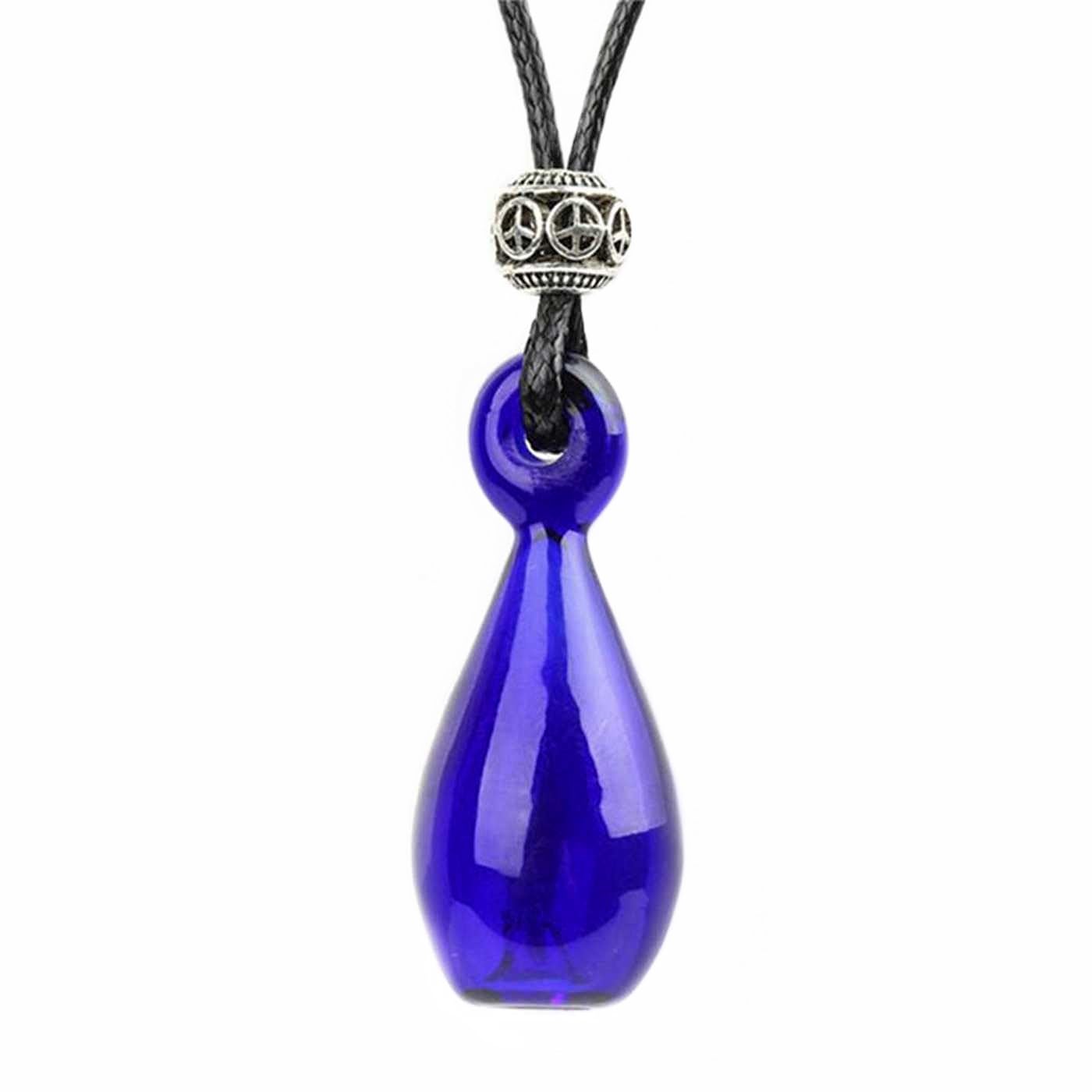 Diffuser Perfume Refillable Coloured Handmade Essential Oil Bottle Pendant Necklace Glass Vial Pendant Unique Gift (Blue)