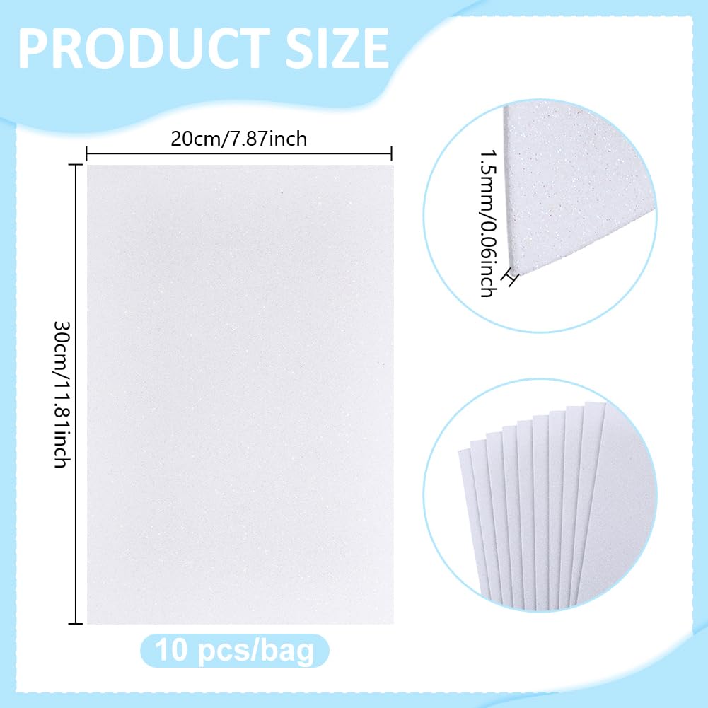 AHANDMAKER 10 Sheets White EVA Foam Sheets 11.8 x7.9 Inch 1.5mm Thickness Craft Foam Paper for Crafts Project Cardmaking Scrapbooking Cosplay Costume