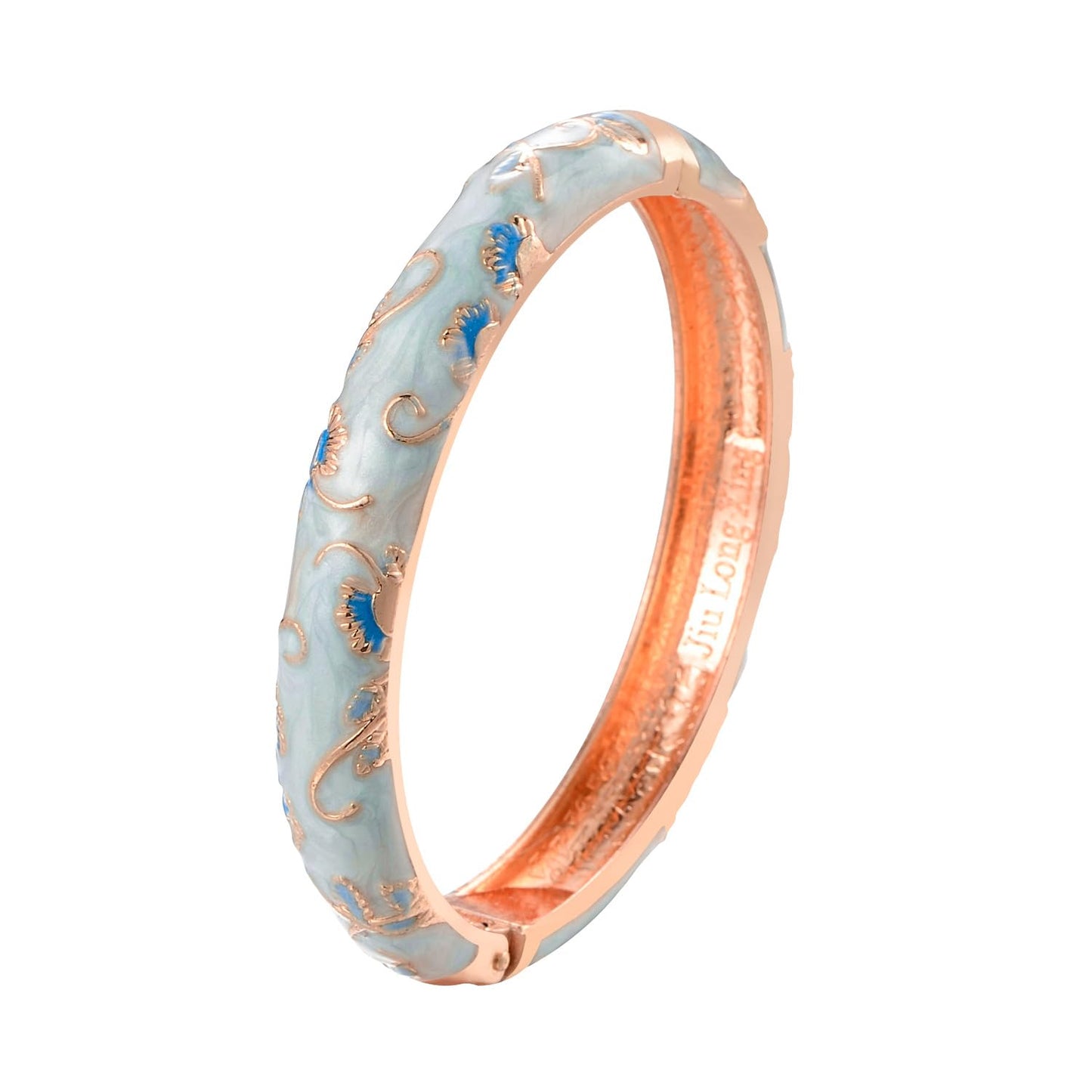 UJOY Bracelets Multicolor Butterfly Enamel Indian Jewelry Handmade Open Cuff Bangle for Women 55A108 Light Blue