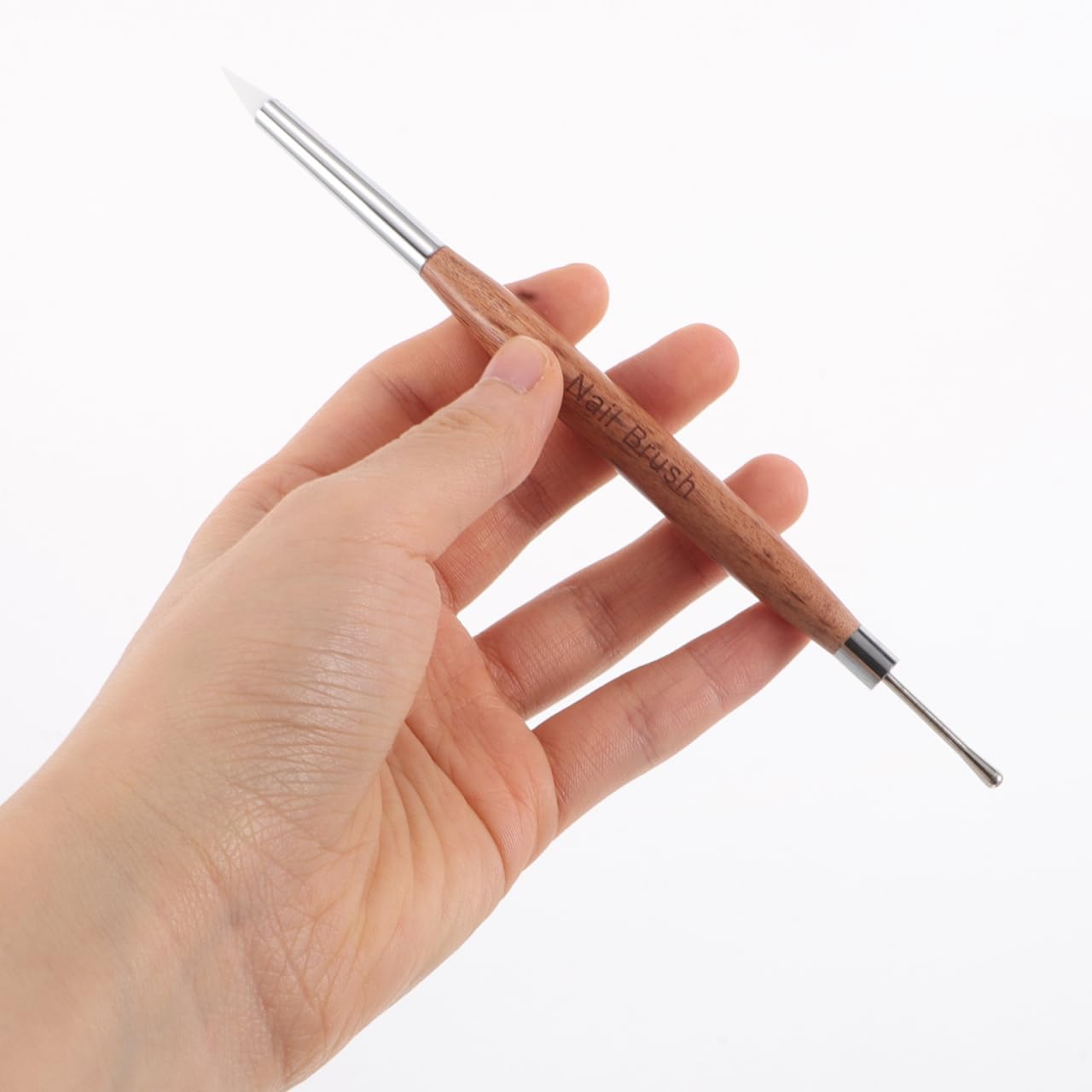 PLAFOPE Nail Art Pen Double Headed Gel Polish Brush 6.49In Nail Design Tool for Sculpting Dotting Drawing and Embossing Precision Manicure Accessory