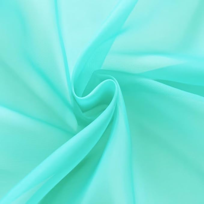 SpaceDresser Sheer Voile Window Treatment Rod Pocket Curtain Panels for Kitchen Bedroom Living Room Drapes Sunlight Filtering Privacy Semi Home Decor Assorted Colors Sizes (Turquoise, 52 W x 96 L)