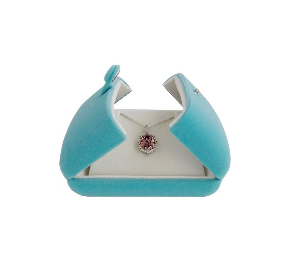 Svea Display Aqua Packaging Case Premium Velvet Jewelry Gift Box Double Layer Function Necklace Earring Combo (Jewelry not included)