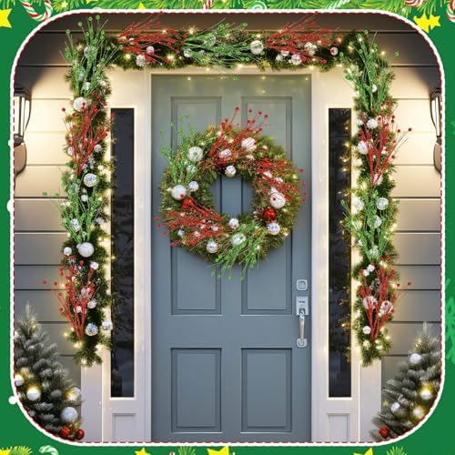 Norme 12 Pcs Christmas Tree Picks Charming Style, 13.8" Red Green Glitter