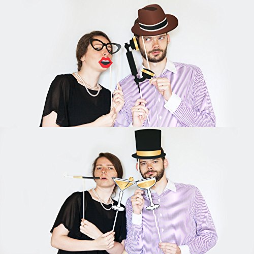 Photo Props by PartyGraphix Roaring 20's Themed DIY Photo Booth for Wedding, Birthday Party or Hollywood Party. Reusable. 25 Pieces - size: 25 Pieces