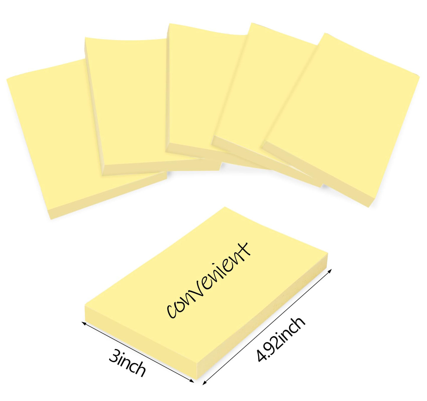 1200 Pcs Large Sticky Notes Yellow 3 x 5 in,12 Pads Self-Stick Notes, Super Adhesive Sticky Notes Pads, 100 Sheets/Pad, Clean Removal, Recyclable for Office, Shool, Home, Notebook, Meeting