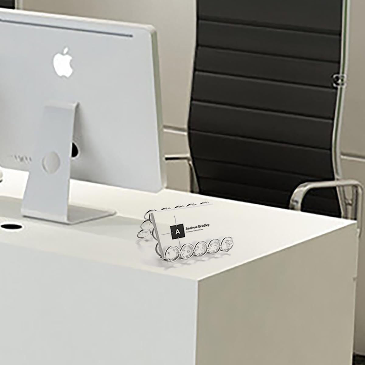 Feyarl Crystal Business Card Holder Stand Office Business Name Cards Display Sparkly Desktop Gift Card Photo Organizer Storage for Office Meeting Desk Front