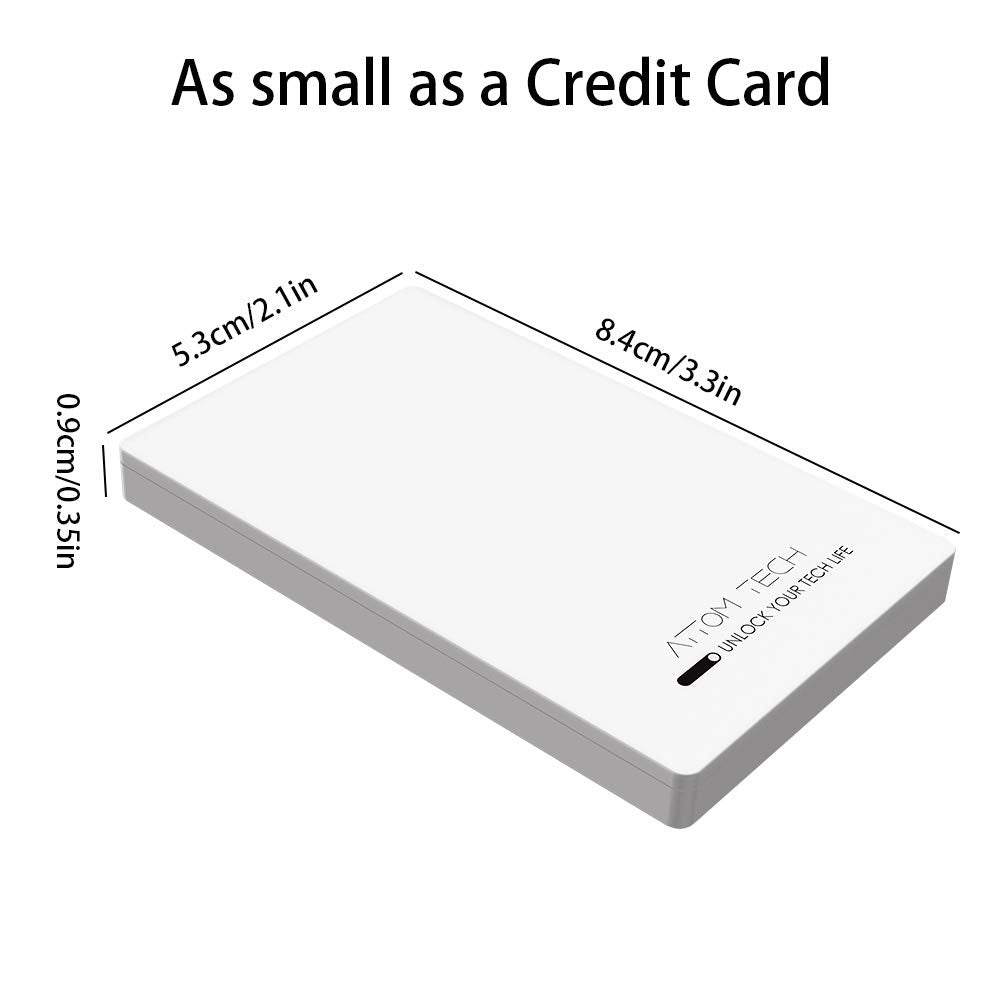 Attom Tech Dual USB Output Super Slim Power Bank Ultra Thin, 3000mAh Portable Charger Mini External Phone Battery Pack Small Dual Outlet, Emergency Phone Power Backup (White)