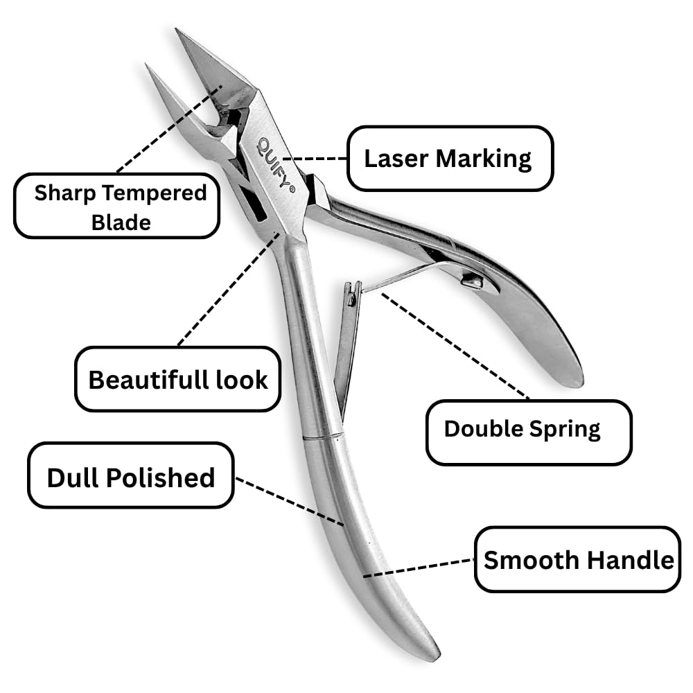 QUIFY Side Nail Clippers Straight Blade for Thick Toenails, Nail Clippers for Thick and Ingrown Nails - Professional Quality Stainless Steel Toe Nail Tools - Side Nail Cutter - Arrow Point - 5"