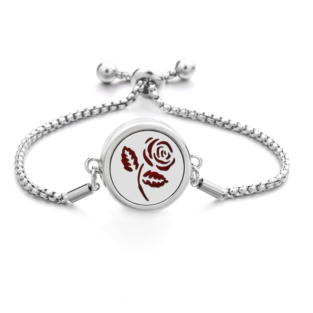 Pyasuye Stainless Steel Adjustable Bracelet Essential Oil Diffuser Pendant Handchain Stylish Wristchain Fashion Jewelry