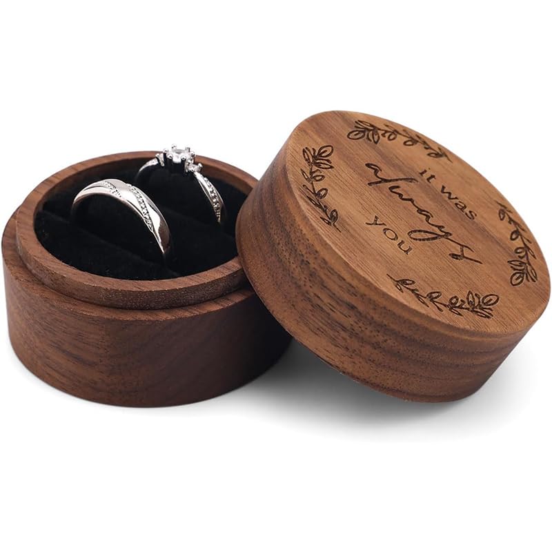 WERPEKA Wooden Ring Box for Wedding Ceremony Ring Bearer Box, Engagement Ring Holder Gift for Anniversaries Day, Ring Storage Box Engagement Gift