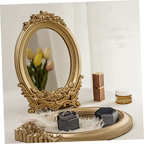 Retro Mirror Adornment Gold Trim Mirror Tray Perfect for Photography Props and