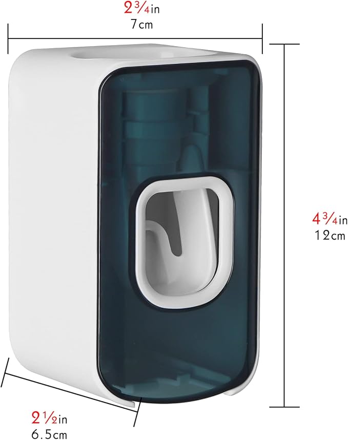 2 Slot Toothbrush Holder and Toothpaste Dispenser Wall Mounted, Automatic Toothpaste Squeezer, 2 in 1 Tooth Brush Toothpaste Organizer for Shower (Blue)