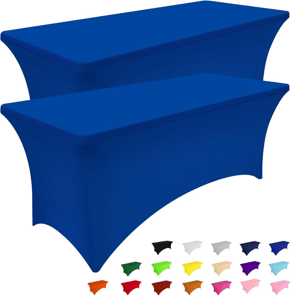 Smiry 2 Pack Spandex Table Cloth 4FT, Elastic Fitted Stretch Tablecloths for Rectangle Tables, Washable Table Cover for Outdoor, Wedding, Banquet & Parties (Blue, 48Lx30Wx30H Inch)