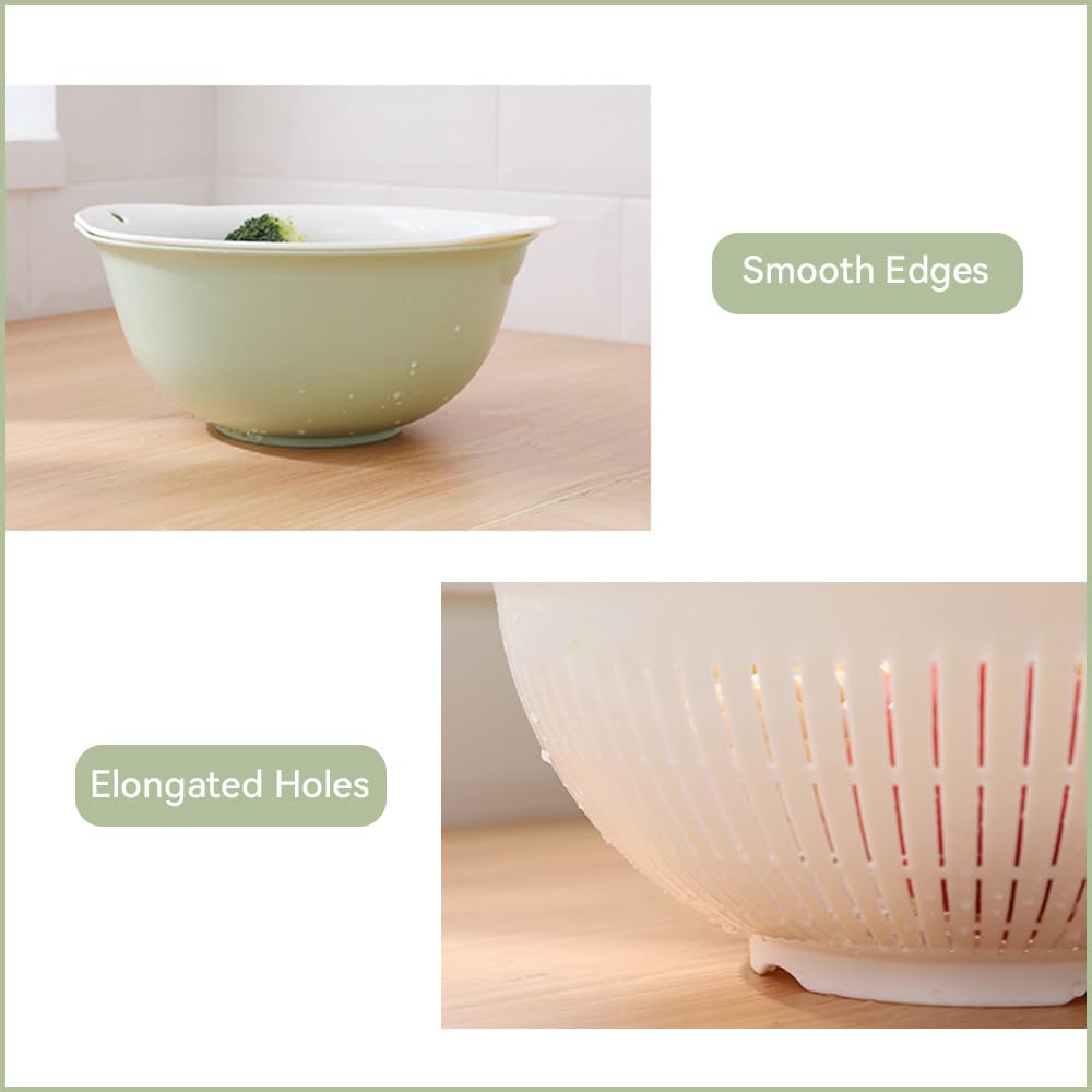 LUMUMIX Colander Bowl Set of 2, Nesting Large Capacity Plastic Food Strainer for Pasta, Vegetables and Fruits Washing Draining Basket, Space Saving, BPA Free