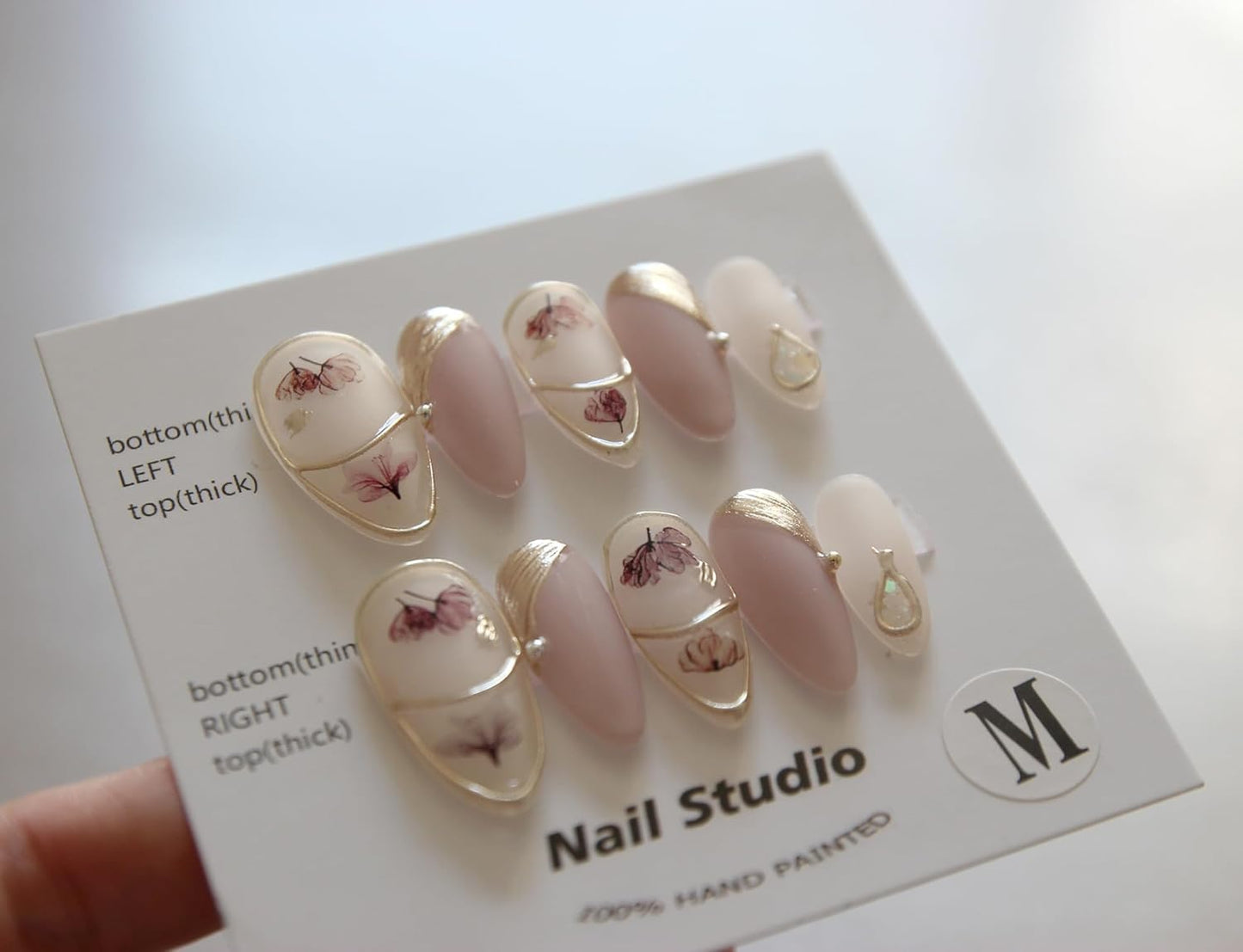 JIEADJIE Press On Nails (100% Handmade),Short-Medium T,Handmade Painted Nail Art by Nail Technician,Daily Version (Almond Pink Matte, Medium)