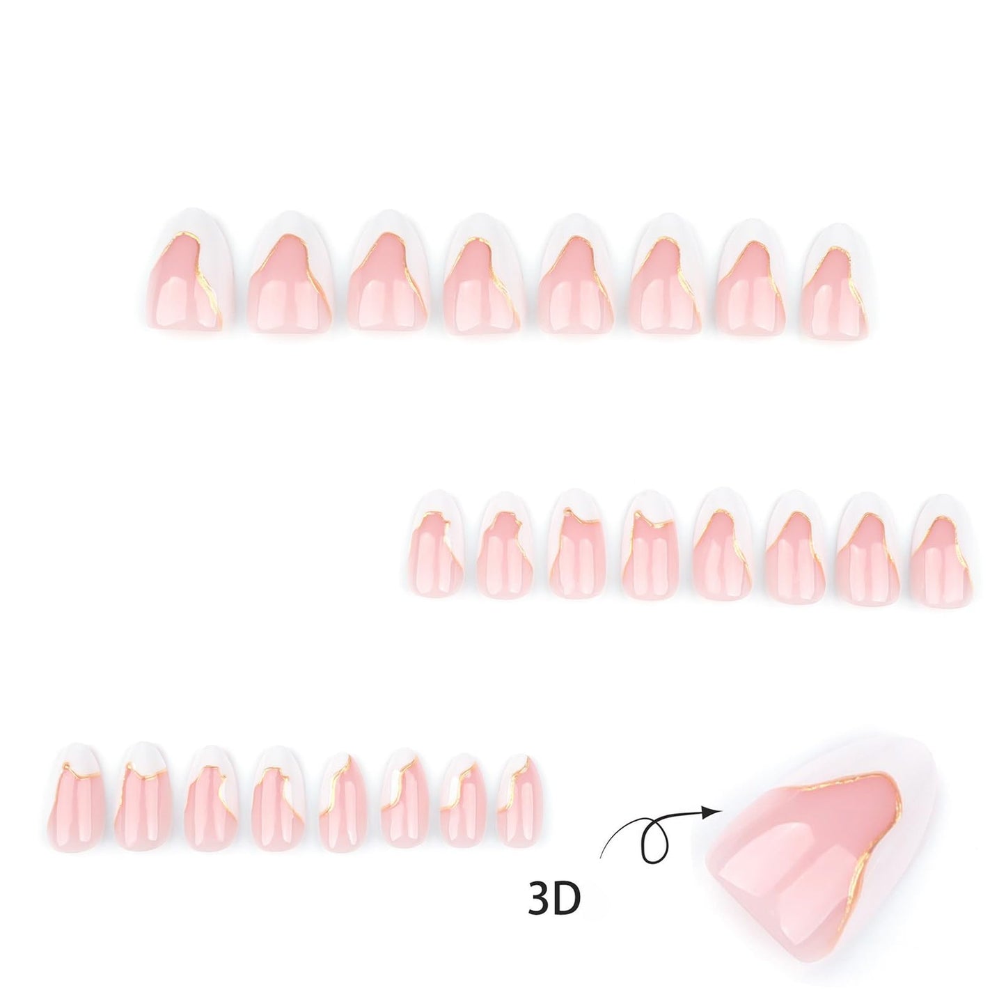 Short Almond Press on Nails With White French Tip Oval Nude Pink Fake Nails Press ons Acrylic False Nails Full Cover Artificial Stick on Nails for Women Girls 24 Pcs