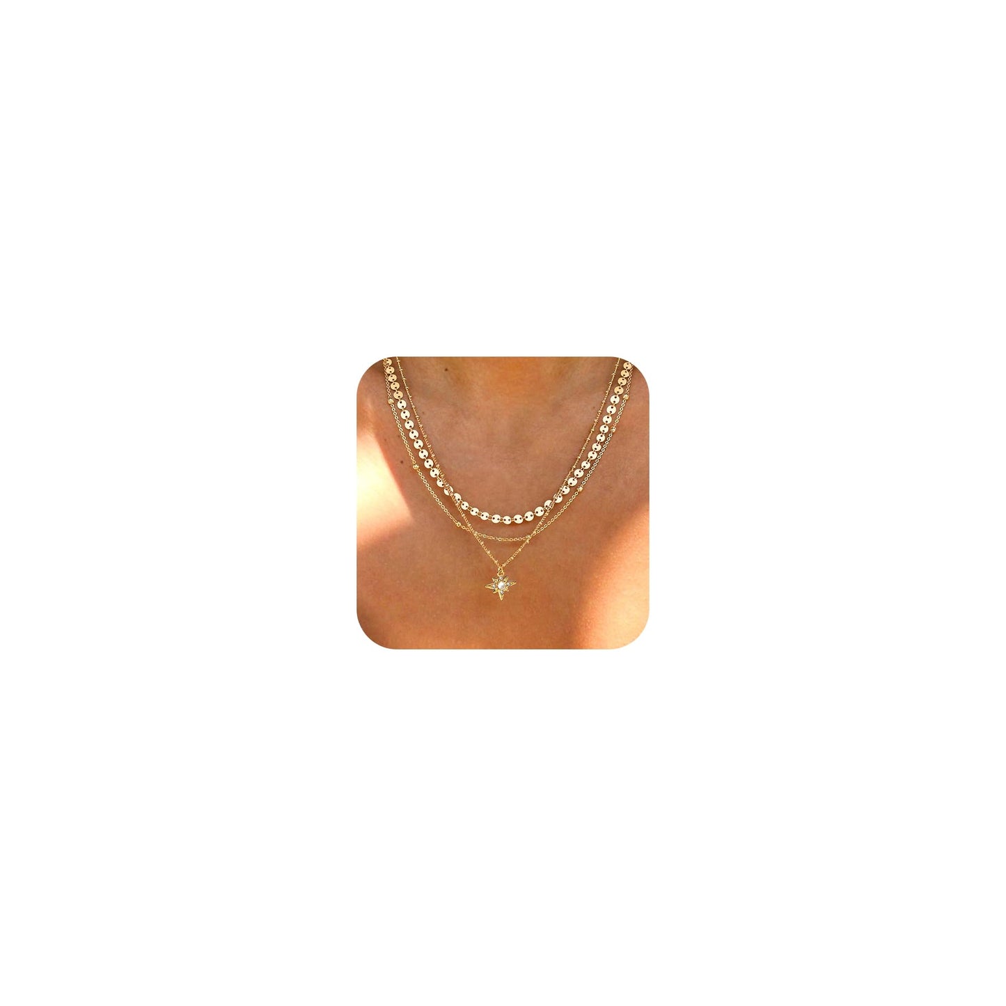 ÌF ME Layered Gold Necklaces for Women, 18K Gold Plated Adjustable Choker Chain Necklace Stack, Dainty Pendant Necklace Jewelry Set