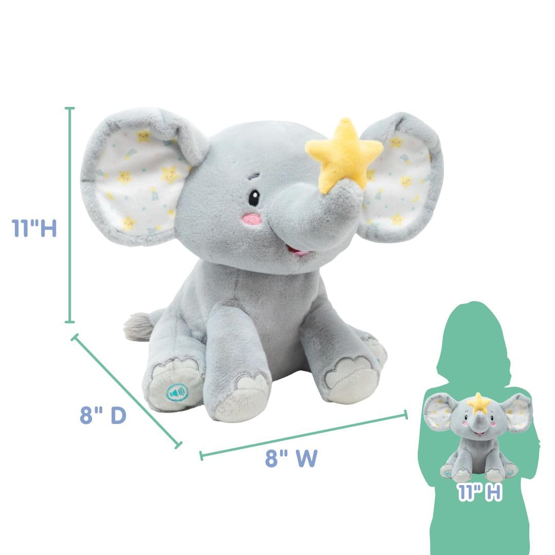 Cuddle Barn - Twinkling Starlight | Animated Musical Elephant Stuffed Animal Baby Plush Toy with Soothing Light and Volume Control Plays 15 Minutes of Lullabies, 11 inches