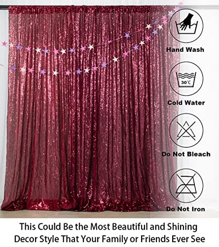 ShinyBeauty Burgundy Sequin Backdrop 5FTx7FT, Polyester, for Photography, Wedding, Baby Shower Backdrop Drapes, Happy Birthday - color: Burgundy, size: 5FTx7FT