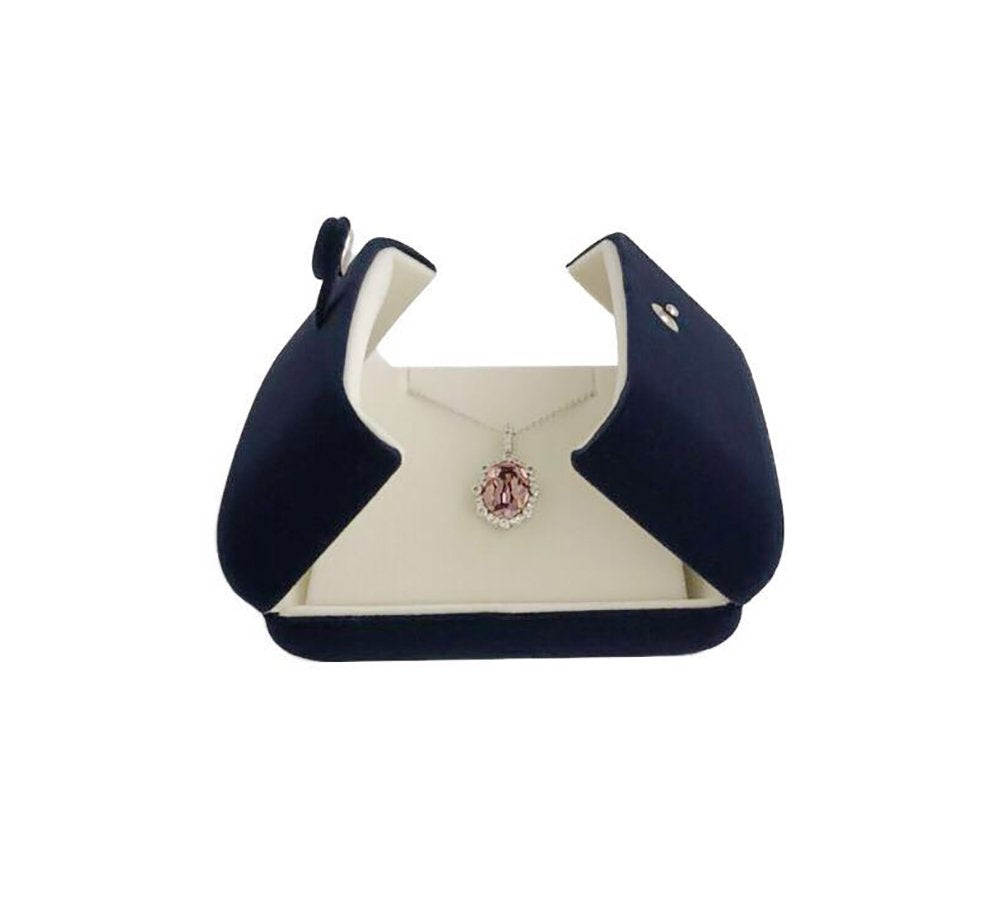 Svea Display Premium Double Function Navy Luxurious Blue Velvet Pendant Earrings Necklace Gift Box Double Layer Fine Material Modern Elegant (Jewelry is not included)