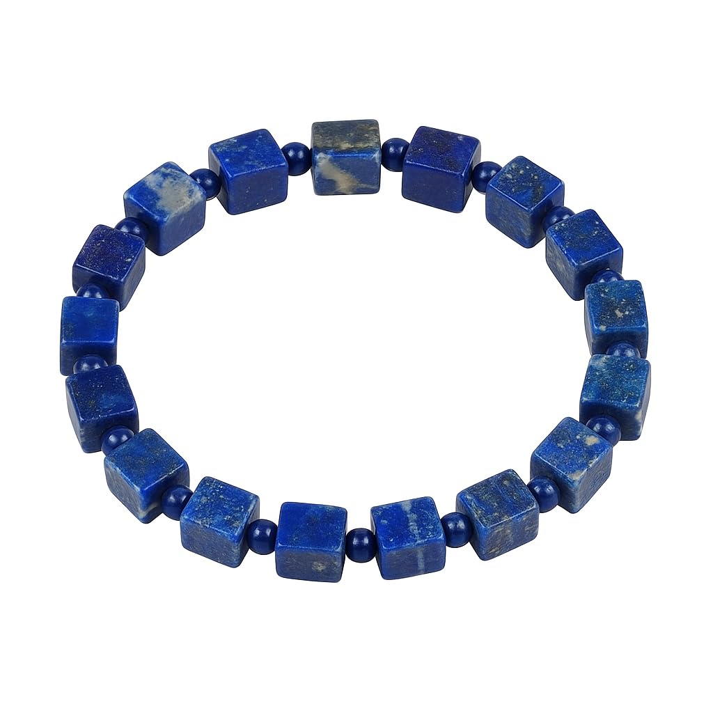 Lapis Lazuli Healing Bracelet – Real Crystal Beads for Stress Relief, Meditation & Chakra Balance – Natural Gemstone Jewelry Gift for Women & Men, Adjustable with Gift Box