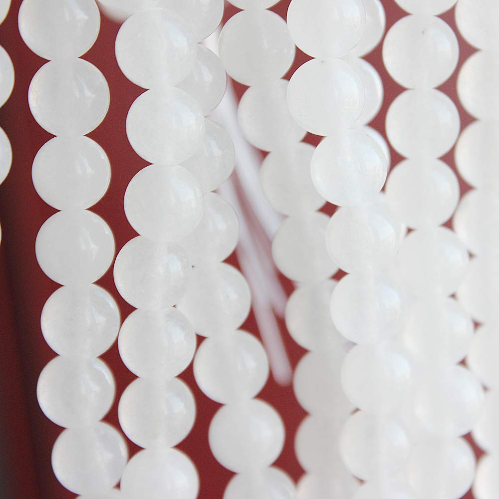 MJDCB Beads for Energy Bracelets Yoga Bracelet DIY Bracelet Natural Stone Beads White Jade 45 Pieces, 8mm