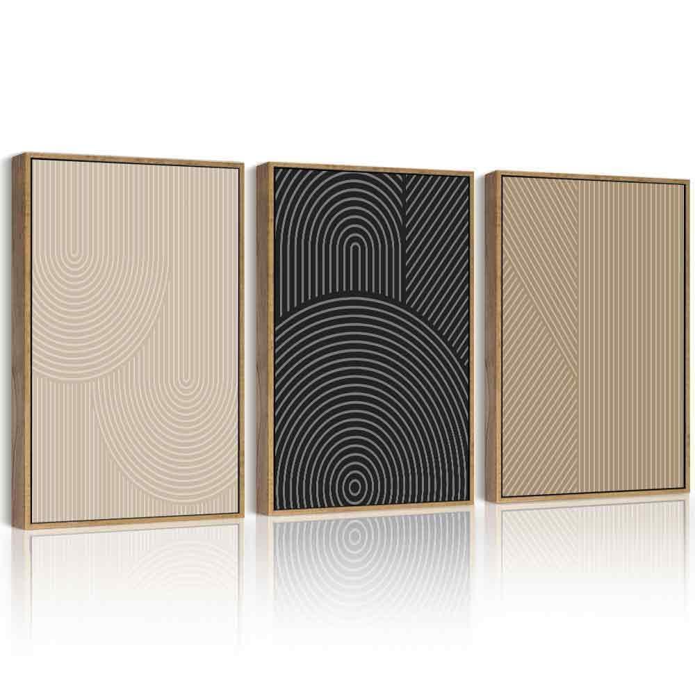 Drsoum Minimalist Boho Wall Art Framed Modern Abstract Neutral Line Wall Decor Mid Century Geometric Artwork Bedroom Living Room 11x14in Natural Framed
