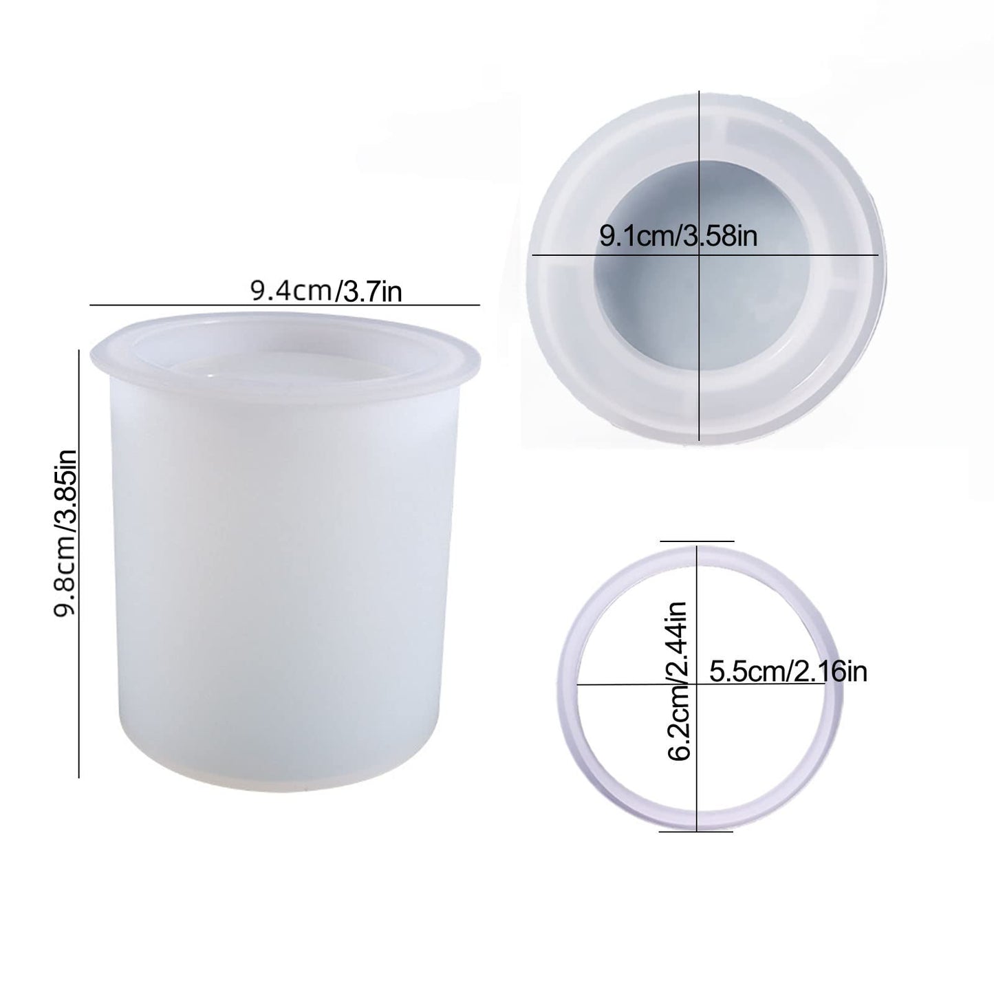 Sealed Storage Box Silicone Resin Mold with 1 lid and 5 Rings Vase Pen Holder Bottle Jar Cylinder Shaped Epoxy Casting Molds for Candy Jewelry Ornaments Trinket Container Cup, 3D DIY Making Crafts