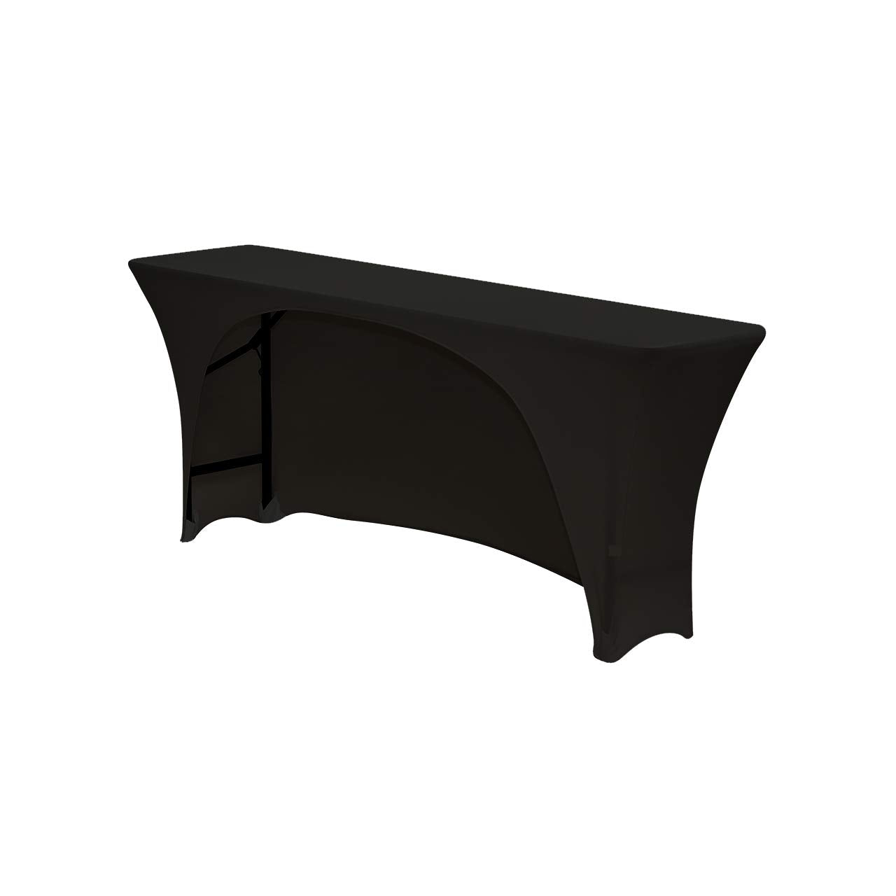 YOUR CHAIR COVERS - Spandex 6 Ft x 18 Inches, Narrow Classroom Open Back Rectangular Training Stretch Tablecloth - Black