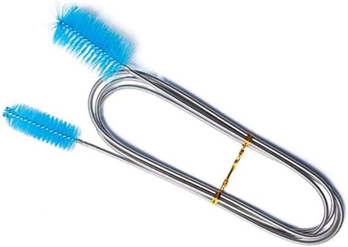bnafes Aquarium Filter Brush Flexible Double Ended Bristles Hose Pipe Cleaner Stainless Steel Long Tube Cleaning Brush for Fish Tank or Home Kitchen (Sky Blue)
