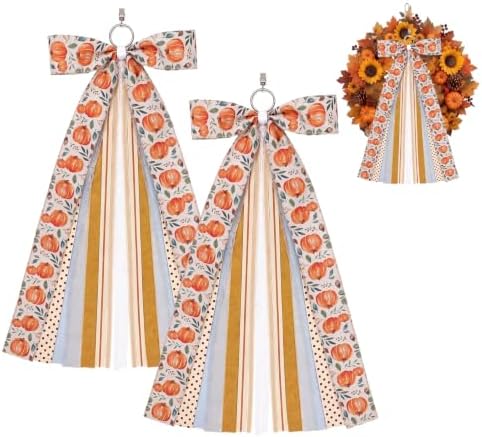 Suncalla 2 Pcs Vintage Farmhouse Fall Ribbon Bow for Wreath Front Door