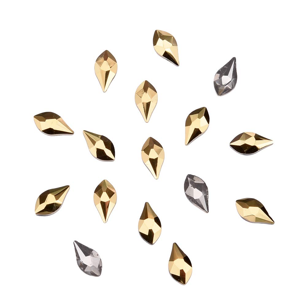 140pcs 10 Colros 2 Sizes Flat Back Flame Shape Nail Crystal Rhinestones Decoration Jewel Charms Box Set Nail Salon Materials Supplies