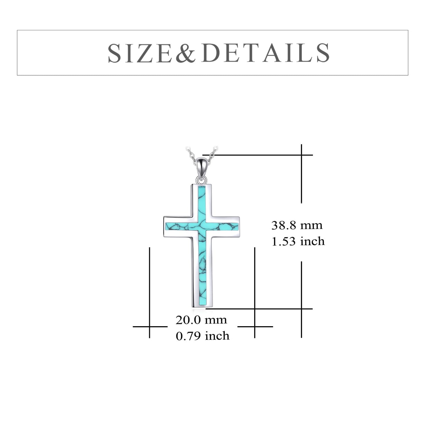 YFN Cross Necklace Sterling Silver Turquoise Cross Pendant Religious Jewelry Gift for Women Men