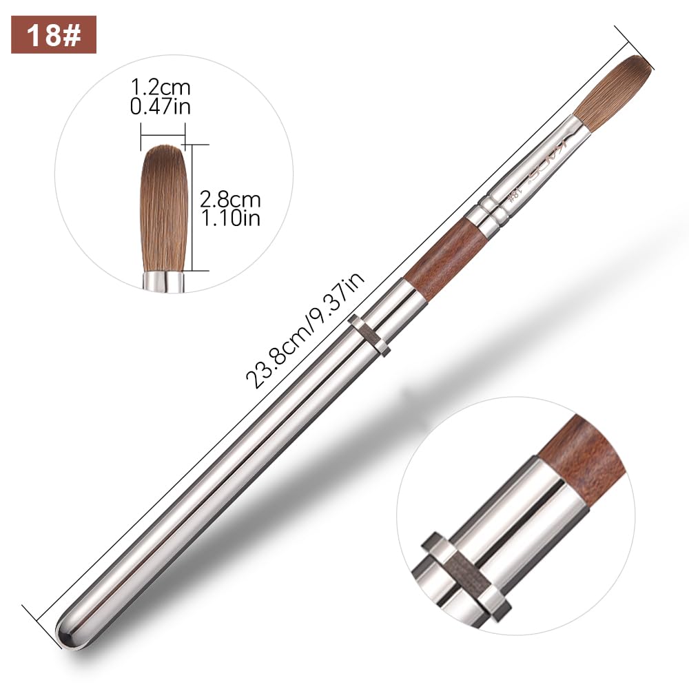 KADS Acrylic Nail Brush with Penholder Nail Brush for Acrylic Application-Oval Shaped Powder Nail Design Tools for Professional Manicure DIY Home Salon (18#)