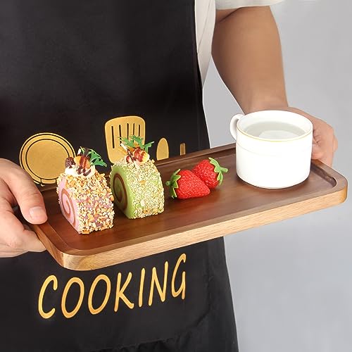 Acacia Wood Platters Small 12"x6" Long Charcuterie Board Rectangle Decorative Tray Wooden Serving Platter for Food Appetizer Cake Plates Kitchen Dish Cheese Boards Rectangular Snack Dessert Trays - size: 12" x 6" x 0.6"