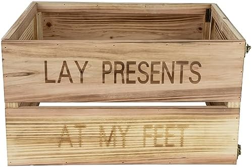 Northlight 18" Wood Crate Lay Presents at My Feet Christmas Tree Collar