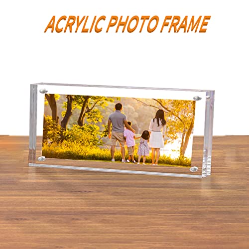 Sezanrpt 2x6 Acrylic Pictures Frames, Transparent 2 Sided Ticket Frame Postcard Frame, Tabletop Small Tiny Acrylic Magnetic Picture Frames for Family, 12 + 12MM Thickness… - size: 2'' x 6''
