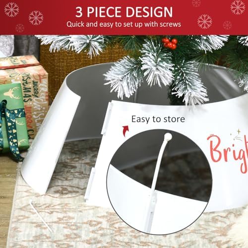 26 Inch Christmas Tree Stand Cover, Metal Tree Collar Ring for Holiday Decor, Cream White