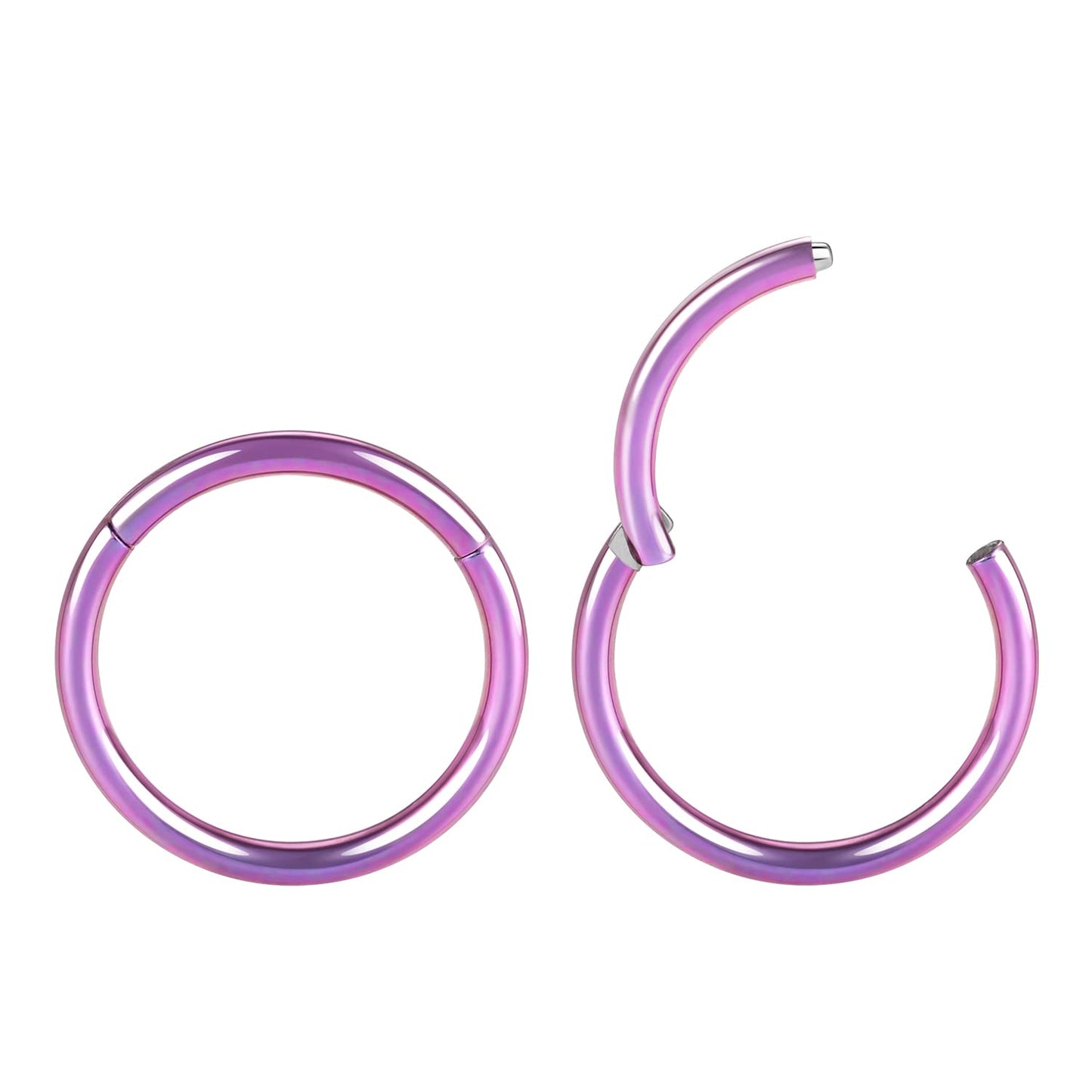 16g Nose Ring Hoop Earrings Purple Nose Hoops 16 Gauge Lip Rings Septum Hoop Seamless Septum Clicker 8mm Septum Ring Cartilage Earring Helix Earring Rook Earrings Nose Rings Surgical Steel