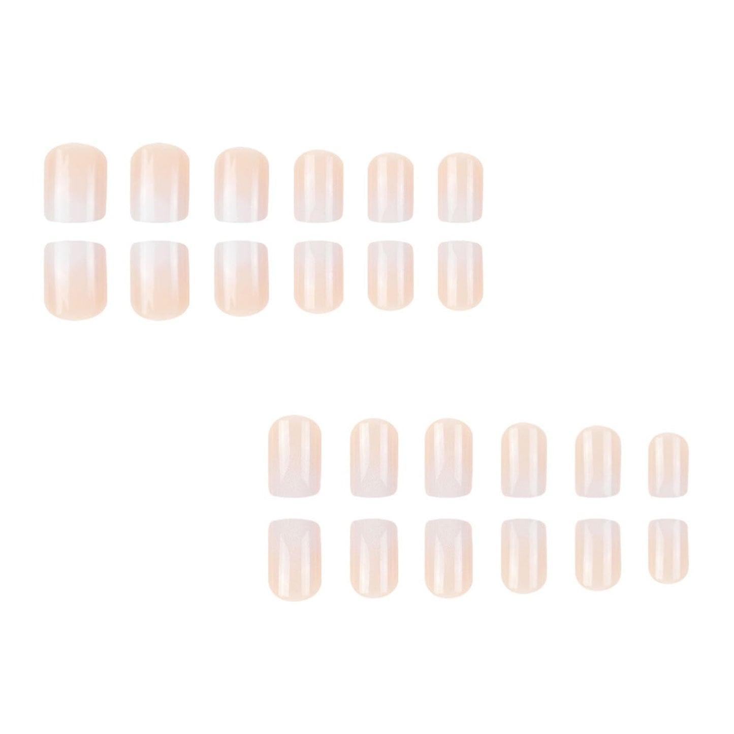 Square Short Press on Nails for Women 24Pcs White Ombre Glue on Nail Artificial Acrylic Manicure Set with Gradation Designs Nude Glossy False Nail Kit, Gift for Nails Lovers